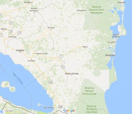 Mapa Managua-Little Corn Island, RAAS