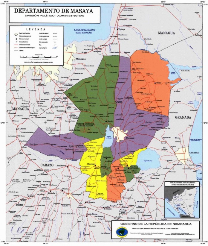 Mapa Del Departamento De Masaya