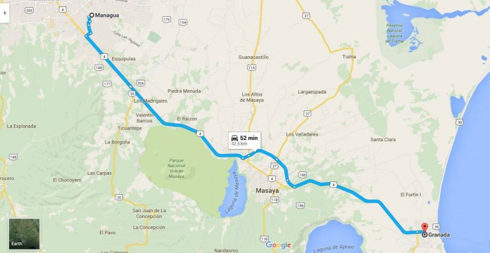 Mapa Managua-Granada Mapa Managua-Granada