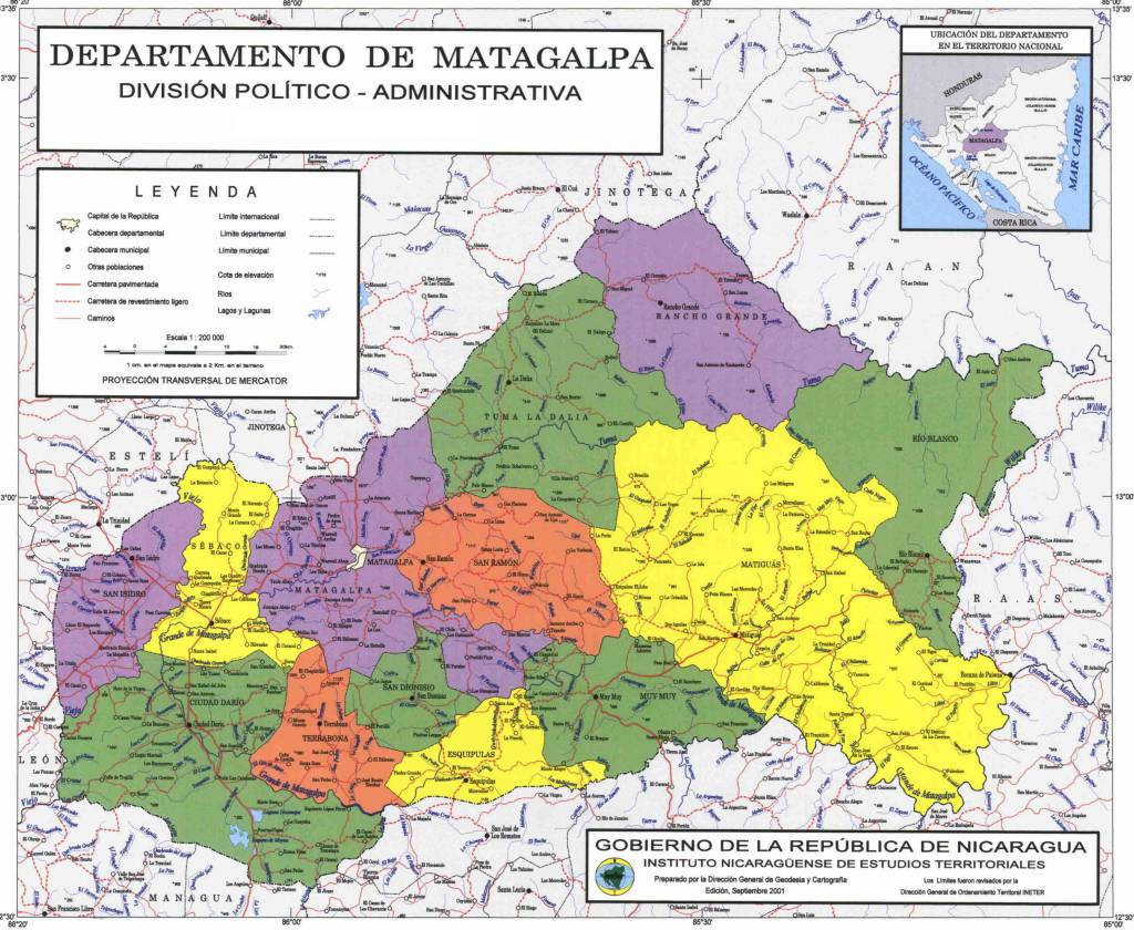 Mapa Del Departamento De Matagalpa