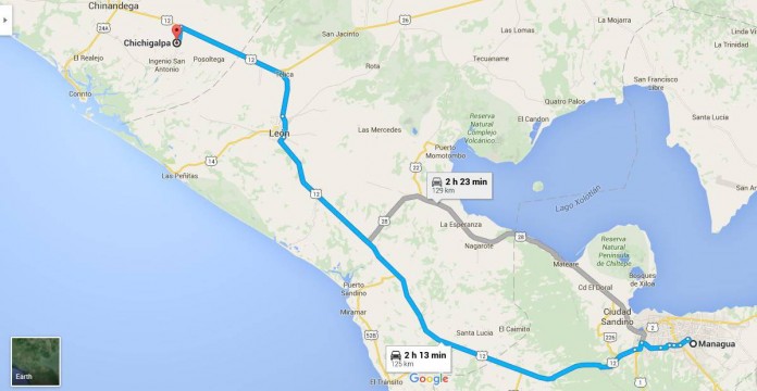 Mapa Managua-Chichigalpa, CHINANDEGA