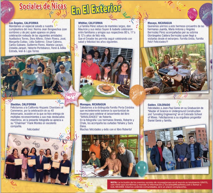 SOCIALES DE NICAS EN EL EXTERIOR – SEPTIEMBRE 2019