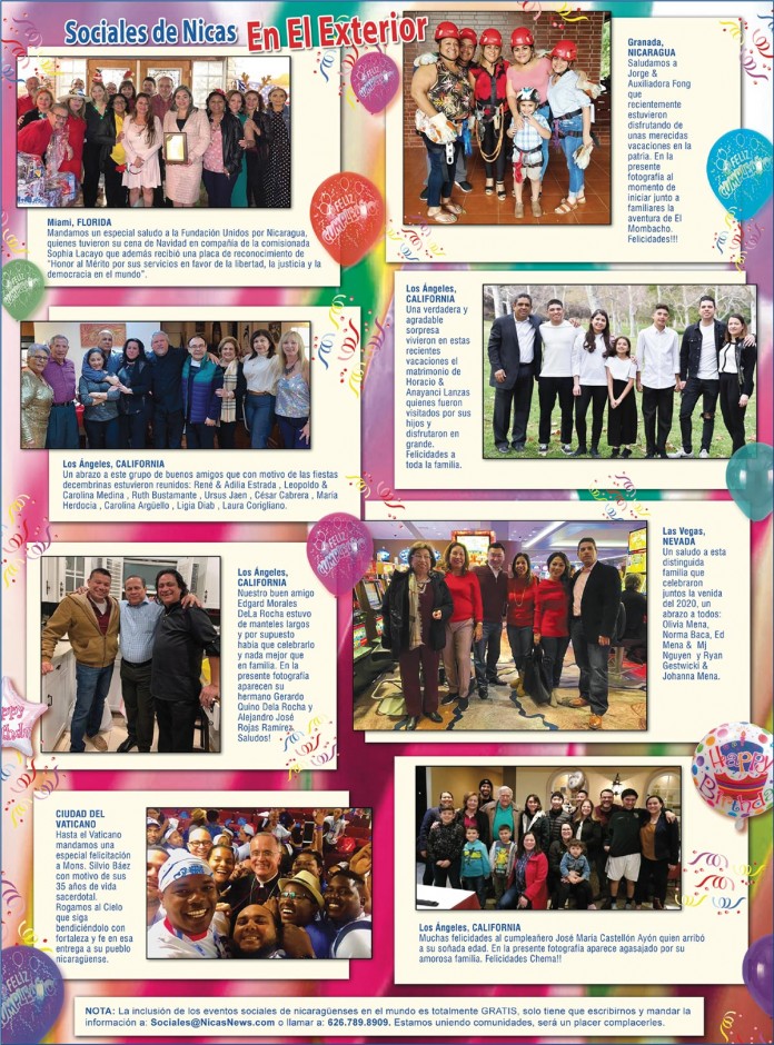 SOCIALES DE NICAS EN EL EXTERIOR – ENERO 2020 SOCIALES DE NICAS EN EL EXTERIOR – ENERO 2020