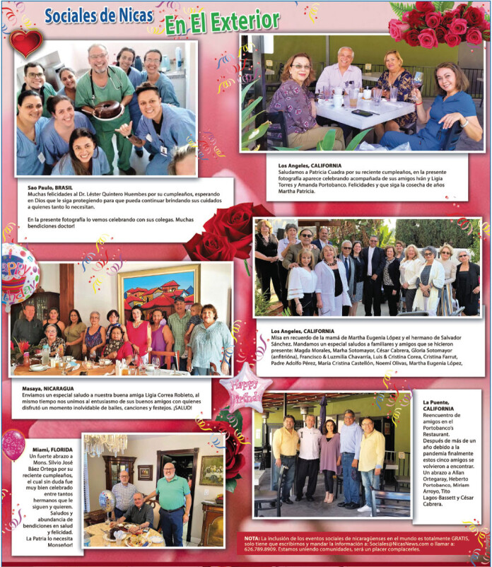 SOCIALES DE NICAS EN EL EXTERIOR – MAYO 2021 SOCIALES DE NICAS EN EL EXTERIOR – MAYO 2021