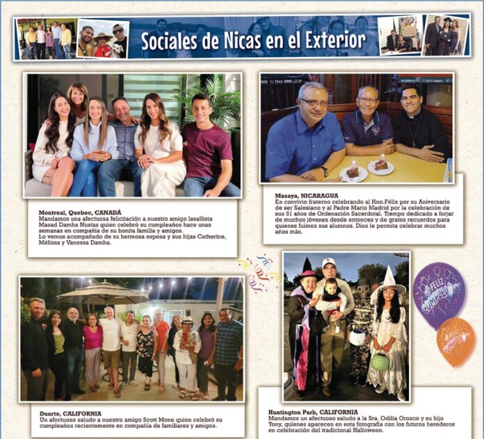 SOCIALES DE NICAS EN EL EXTERIOR – NOVIEMBRE 2022 SOCIALES DE NICAS EN EL EXTERIOR – NOVIEMBRE 2022